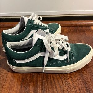 Green Suede & White Leather Vans Old Skool - Size 7